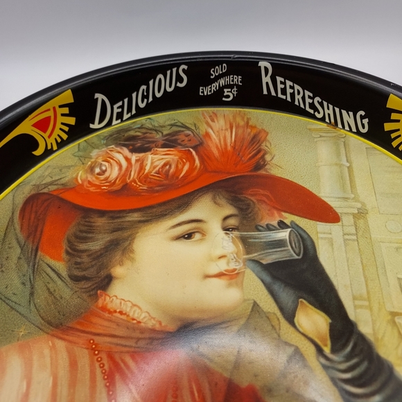 Vintage Coca-Cola "1908 Calendar Lady" Coca - Cola Serving Tray 1987 Ohio Art. - Picture 8 of 11
